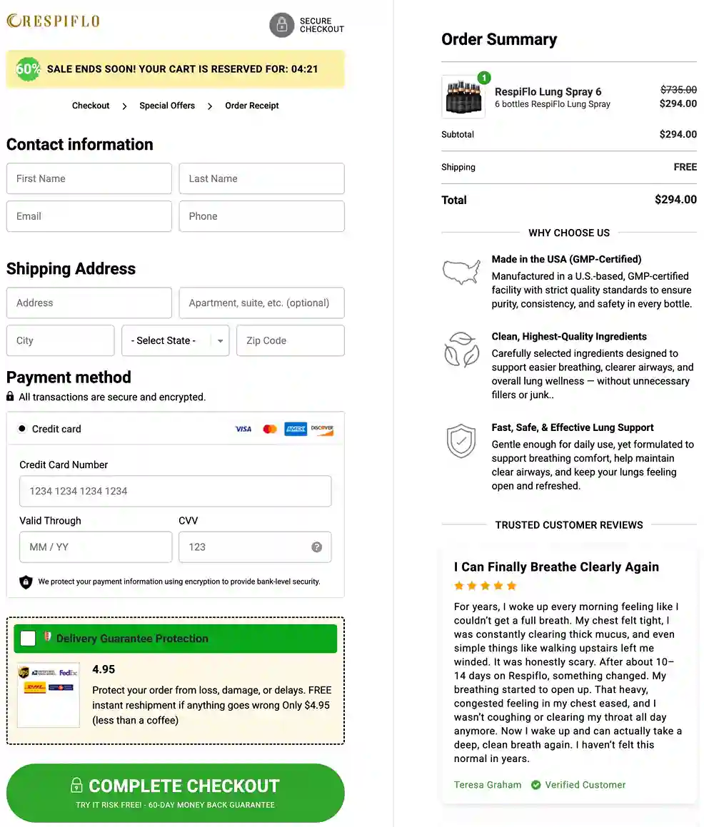 Respiflo Order Page — Choose Your Package and Save