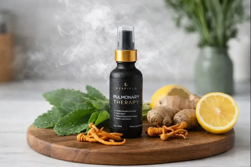 Respiflo Pulmonary Therapy Natural Ingredients — Mullein, Ginger, Bromelain, Lemon Peel, Cordyceps